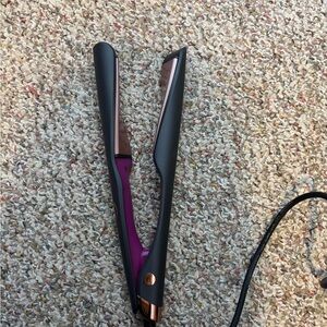 Sleek Black & Purple Hair Straightener with Rose Gold Accents